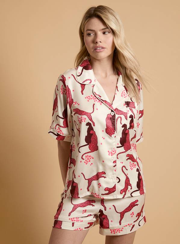 OASIS Animal Satin Printed Short Nightwear Set M